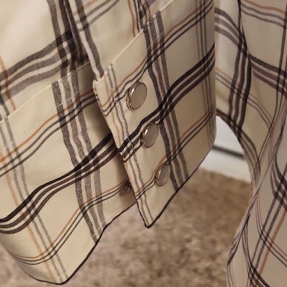Off white plaid Eli Cattleman long sleeve button down shirt - Picture 4 of 7